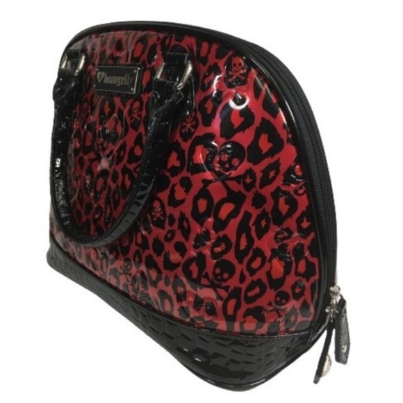 Loungefly Leopard Skull Embossed Dome Satchel RARE Bag Purse Double Zipper - Picture 2 of 13